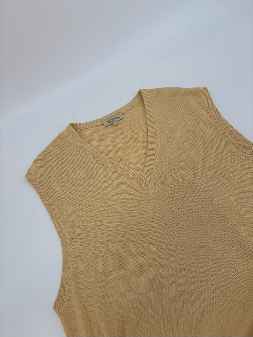 Peter Millar Mens XL V-Neck Sweater Vest Silk Cotton Blend Yellow Orange Golf